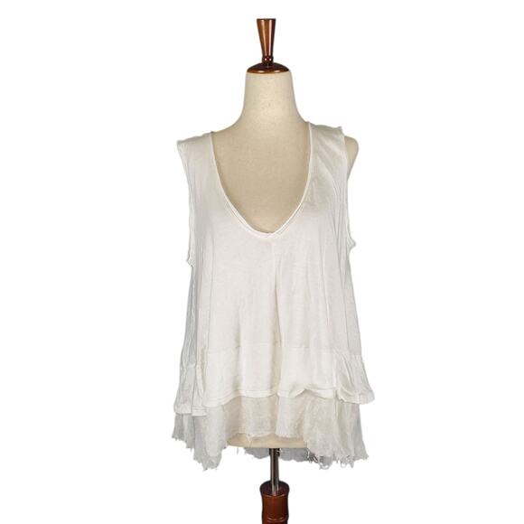 We The Free Boho White Layered Semi-Sheer Tank Top - Size XS - Picture 1 of 7